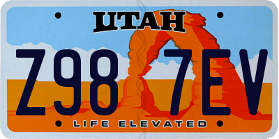 UT license plate Z987EV