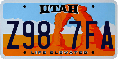 UT license plate Z987FA