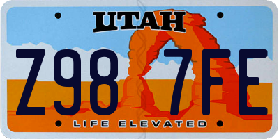 UT license plate Z987FE