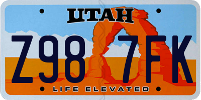 UT license plate Z987FK