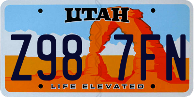 UT license plate Z987FN