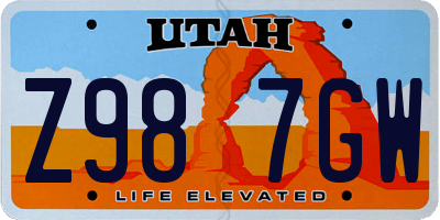 UT license plate Z987GW