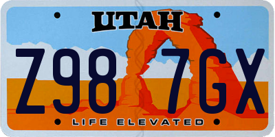 UT license plate Z987GX