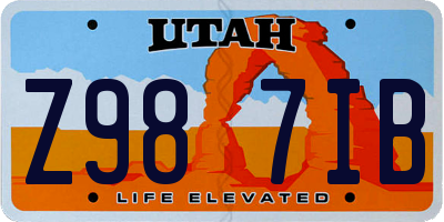 UT license plate Z987IB