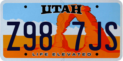 UT license plate Z987JS