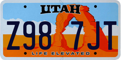 UT license plate Z987JT