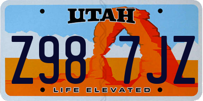 UT license plate Z987JZ