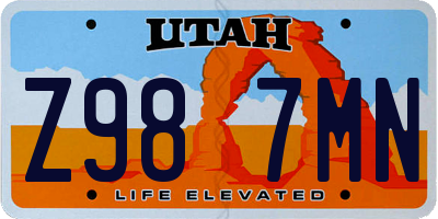 UT license plate Z987MN