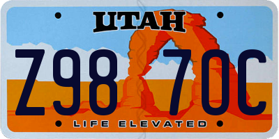 UT license plate Z987OC