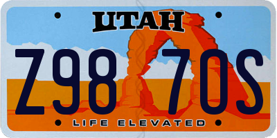 UT license plate Z987OS