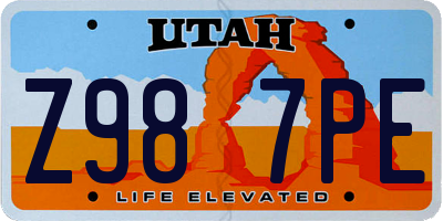 UT license plate Z987PE