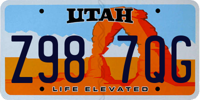 UT license plate Z987QG