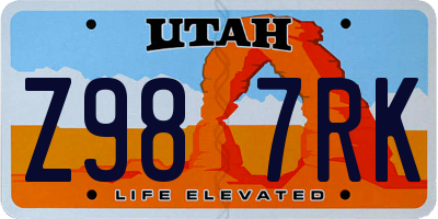 UT license plate Z987RK