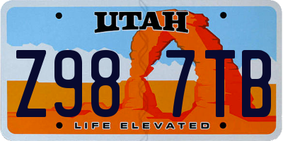 UT license plate Z987TB
