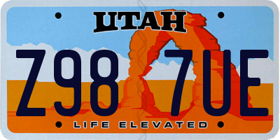 UT license plate Z987UE
