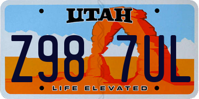 UT license plate Z987UL