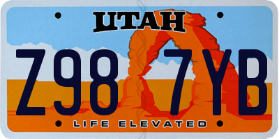 UT license plate Z987YB