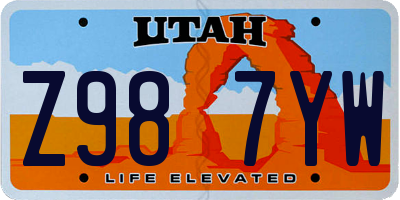 UT license plate Z987YW