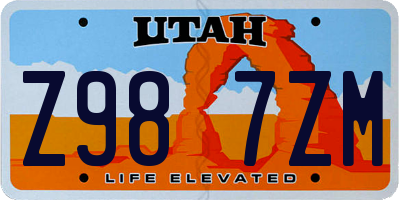 UT license plate Z987ZM