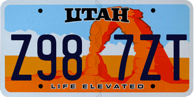 UT license plate Z987ZT