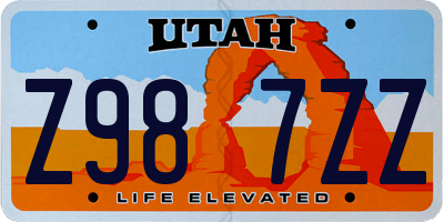 UT license plate Z987ZZ