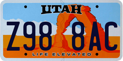 UT license plate Z988AC