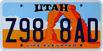 UT license plate Z988AD