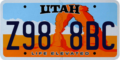 UT license plate Z988BC