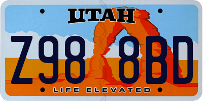 UT license plate Z988BD