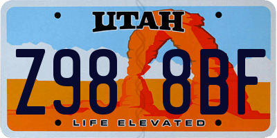 UT license plate Z988BF