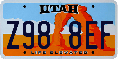 UT license plate Z988EF