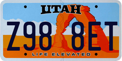 UT license plate Z988ET
