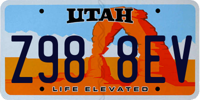 UT license plate Z988EV