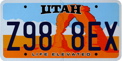 UT license plate Z988EX