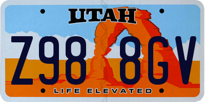UT license plate Z988GV