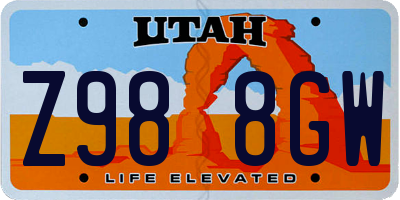 UT license plate Z988GW