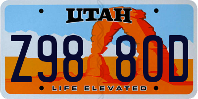 UT license plate Z988OD