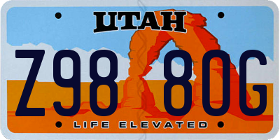 UT license plate Z988OG