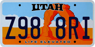 UT license plate Z988RI