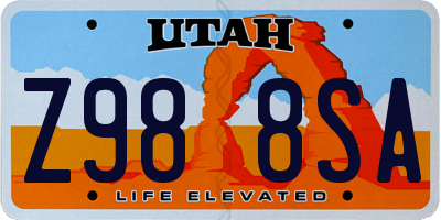 UT license plate Z988SA