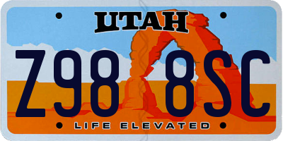UT license plate Z988SC