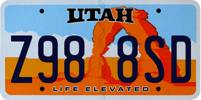 UT license plate Z988SD