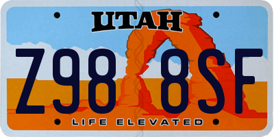 UT license plate Z988SF
