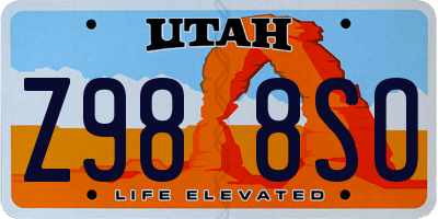 UT license plate Z988SO