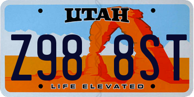 UT license plate Z988ST