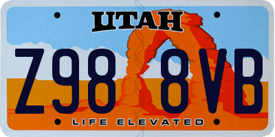 UT license plate Z988VB