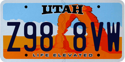 UT license plate Z988VW