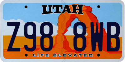 UT license plate Z988WB