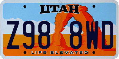 UT license plate Z988WD