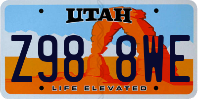 UT license plate Z988WE